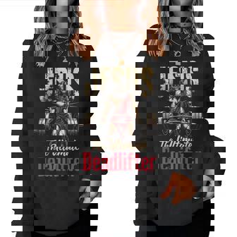 Christian Workout Gym Jesus The Ultimate Deadlift Women Sweatshirt - Monsterry