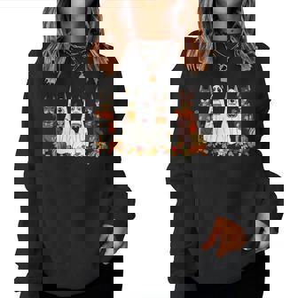 Doberman Dog Ghost Fall Autumn Leaves Thanksgiving Women Sweatshirt | Mazezy