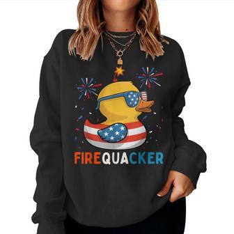 Duck Firequacker American Flag Patriotic 4Th Of July Women Sweatshirt - Thegiftio UK