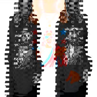 Jesus Christian Patriotic American Hotdog 4Th Of July For Women Women Sweatshirt | Mazezy