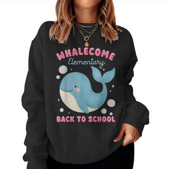 Whalecome Back To School Elementary Ocean Teacher Women Sweatshirt - Thegiftio UK