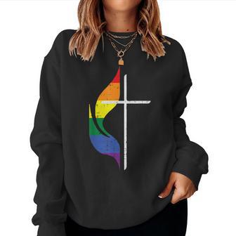 Gay Pride Month Cross Christian Lgbtq Ally Rainbow Women Women Sweatshirt - Thegiftio UK