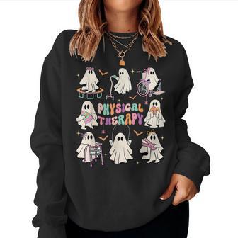 Ghost Physical Therapy Physical Therapist Halloween Groovy Women Sweatshirt - Thegiftio UK