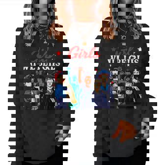 Girl Will Be Girls Patriotic American 4Th Of July Usa Women Sweatshirt - Thegiftio