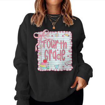 Girls Fourth Grade Coquette Bow Pink Preppy Back To School Women Sweatshirt - Thegiftio UK