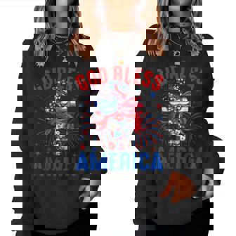 God Bless America Coquette Bow Cross 4Th July Christian Women Sweatshirt - Thegiftio UK