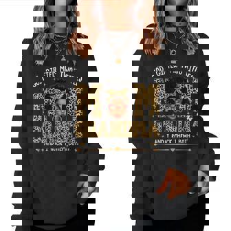 Goded Me Two Titles Mom Grandma Melanin Leopard Afro Women Sweatshirt | Mazezy