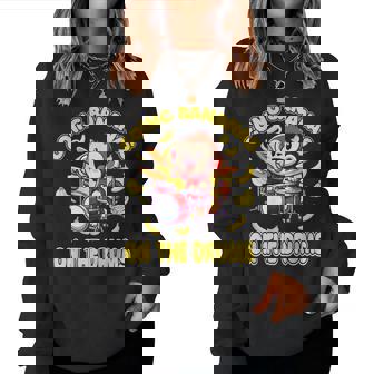 Going Bananas On The Drums 面白いドラム演奏 猿 レディーススウェットシャツ - Kawaiitshirt