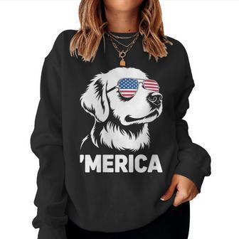 Golden Retriever 4Th Of July Merica Women Sweatshirt - Thegiftio UK