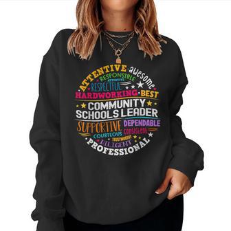 Groovy Community Schools Leader Spreading Positivity Women Sweatshirt - Thegiftio UK