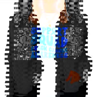 Groovy Crc Colon Cancer Awareness Supprt Squad Blue Ribbon Women Sweatshirt - Thegiftio UK