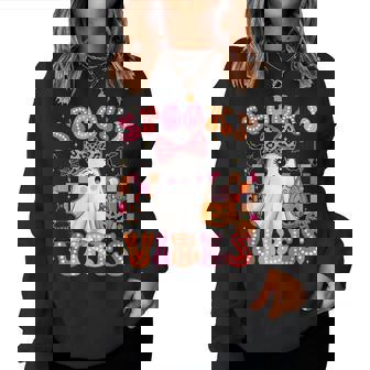 Groovy Spooky Vibes Cute Boo Ghost Halloween Costumes Girls Women Sweatshirt | Seseable FR