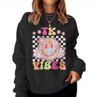 Groovy Tk Vibes First Day Of School Teacher Girls Tk Crew Women Sweatshirt - Thegiftio UK