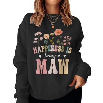 Happiness Is Being A Maw Floral Maw Mother's Day Women Sweatshirt - Thegiftio UK