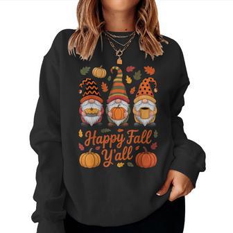 Happy Fall Y'all Gnome Pumpkin Autumn Thanksgiving Women Women Sweatshirt - Thegiftio UK