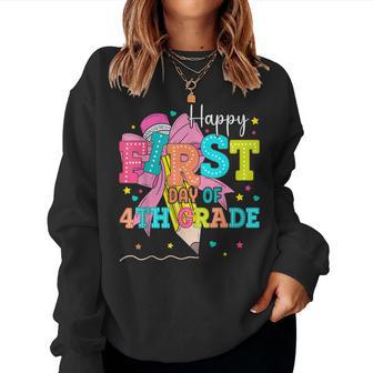 Happy First Day Of 4Th Grade Girls Coquette Back To School Women Sweatshirt - Thegiftio UK