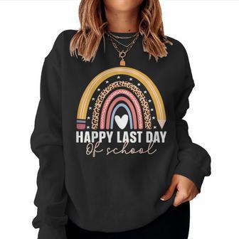 Happy Last Day Of School Rainbow Last Day Teacher Women Sweatshirt - Thegiftio UK