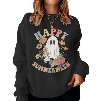 Happy Summerween Halloween Summer Floral Ghost Women Sweatshirt - Thegiftio UK