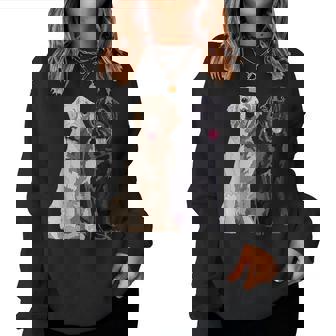 Happy Two Labradors ゴールデンブラック ラボレトリバー Mom Dad レディーススウェットシャツ - Kawaiitshirt