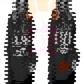 Hello Eleven Est 2014 Pink Coquette Happy 11Th Birthday Girl Women Sweatshirt | Mazezy