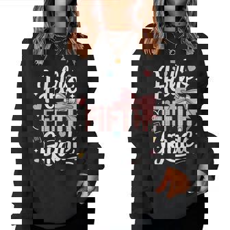 Hello Fifth Grade First Day Of School Coquette Bow Teacher Women Sweatshirt - Thegiftio