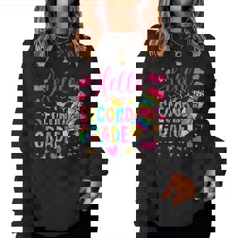 Hello Second Grade Colorful Pencil Tie Dye Back To School Women Sweatshirt - Thegiftio