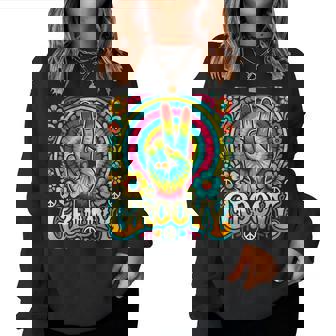 Hippie Groovy Tie Dye Peace Sign Hippie Women Sweatshirt - Monsterry