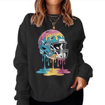Ice Cream Drip Game American Football Helmet Drip Women Sweatshirt - Thegiftio UK