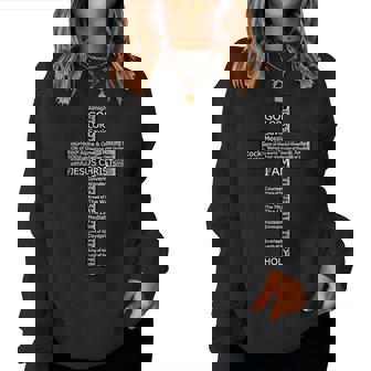 Jesus Christ Messiah Biblical Names Christian Faith Cross レディーススウェットシャツ - Kawaiitshirt