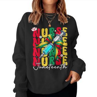 Junenth Nurse Groovy African Scrubs Top Bow Black Women Women Sweatshirt - Thegiftio UK