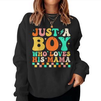 Just A Boy Who Loves His Mama For Boys Women Sweatshirt - Thegiftio UK