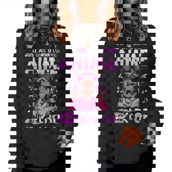 Just A Girl Who Loves Anime And K-Pop African American Afro Women Sweatshirt - Thegiftio