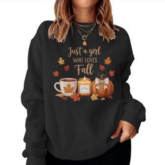 Just A Girl Who Loves Fall Pumpkin Cozy Autumn Women Sweatshirt - Thegiftio UK