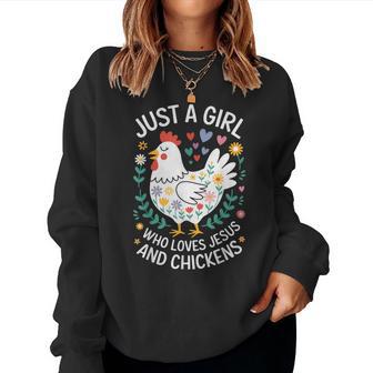 Just A Girl Who Loves Jesus And Chickens Women Sweatshirt - Thegiftio UK