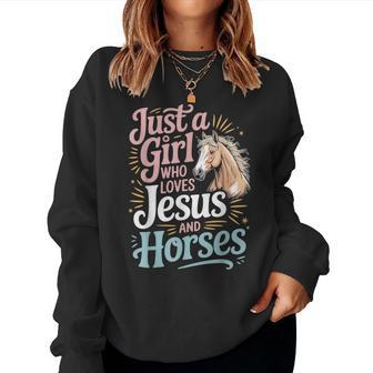 Just A Girl Who Loves Jesus And Horses Women Sweatshirt - Thegiftio UK