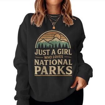Just A Girl Who Loves National Parks Retro Women Sweatshirt - Thegiftio UK
