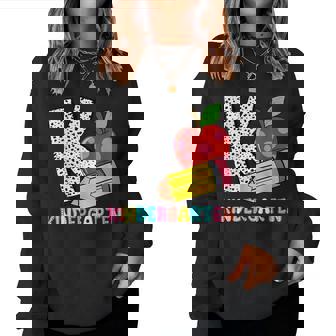 K Is For Kindergarten Teacher Pencil Apple Back To School Women Sweatshirt | Mazezy