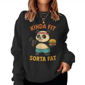 Kinda Fit Sorta Fat Gym Cute Panda Retro Women Sweatshirt - Thegiftio UK
