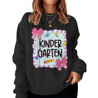 Kindergarten Bow Pencil Teacher Student Back To School Women Sweatshirt - Thegiftio UK