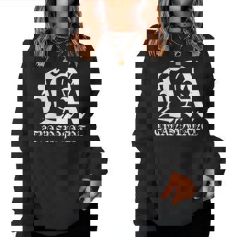 La Transplant ホワイト オールド イングリッシュグラフィック レディーススウェットシャツ - Kawaiitshirt