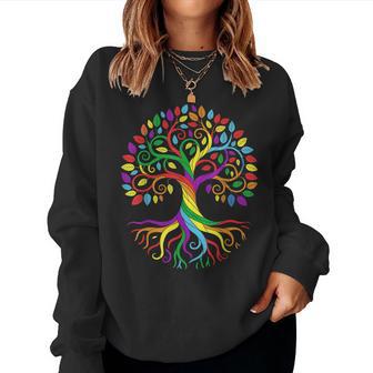 Lgbt Tree Of Pride Colorful Lgbtq Rainbow Roots And Branches Women Sweatshirt - Thegiftio UK