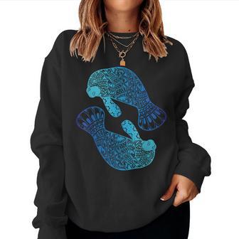 Lindo Zen Manatí Mandala Marine Wildlife Oceonic Blue Sudadera Mujer - Regaloses