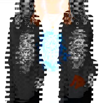 Lions Blue Animal School Sport Fan Lion Women Sweatshirt | Mazezy