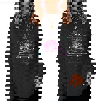 Lotus Floweracred Geometry Yoga Meditationpiritual Zen レディーススウェットシャツ - Kawaiitshirt
