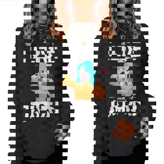 I Love Japan Kawaii Anime Girl Neko Cat Girl Otaku Weeb レディーススウェットシャツ - Kawaiitshirt