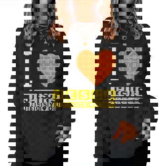 I Love Jesus Waffle Heart Christian Breakfast Women Sweatshirt | Seseable FR