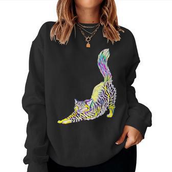 Maison Colorée Pour Amoureux Des Chats Sweat-shirt pour femme - Cadeauxyz