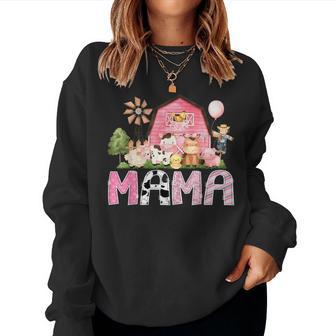 Mama Pink Farm Cow Birthday Girl Matching Family Women Sweatshirt - Thegiftio UK