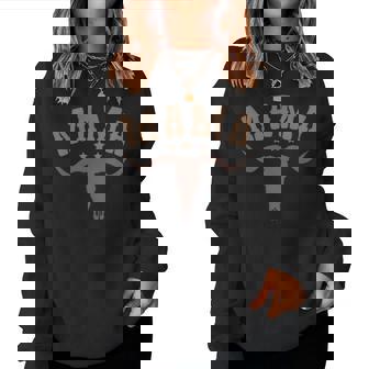 Mama Skull Highland Cow Boy Western Rodeo Family Matching Women Sweatshirt | Mazezy