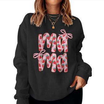 Mama Strawberry Coquette Bow Mommy Happy Mother's Day Mom Women Sweatshirt - Thegiftio UK